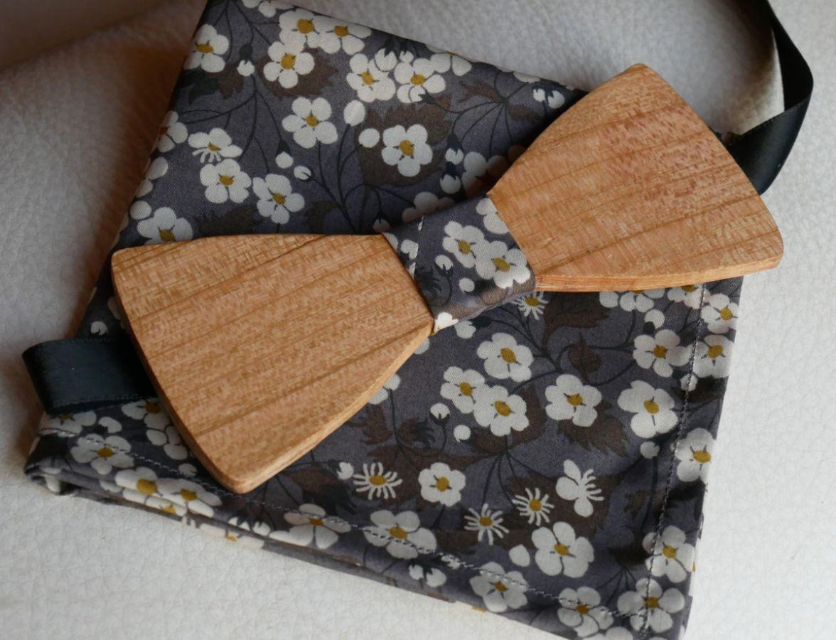 Houten Strik Set Grijs Liberty Clutch L8 Cadeau voor Mannen