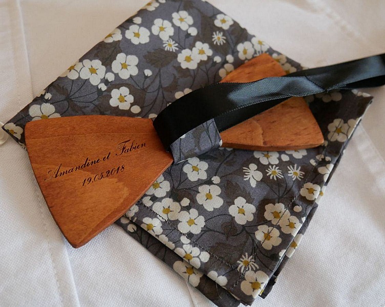 Houten Strik Set Grijs Liberty Clutch L8 Cadeau voor Mannen