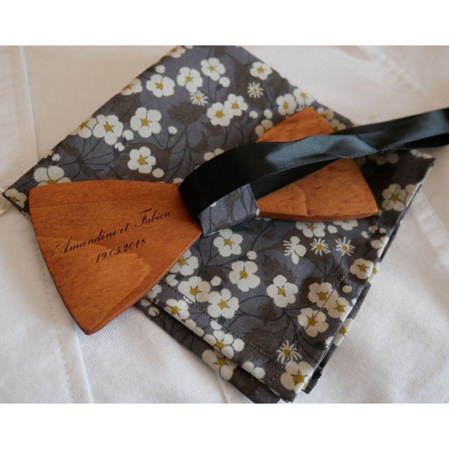 Houten Strik Set Grijs Liberty Clutch L8 Cadeau voor Mannen