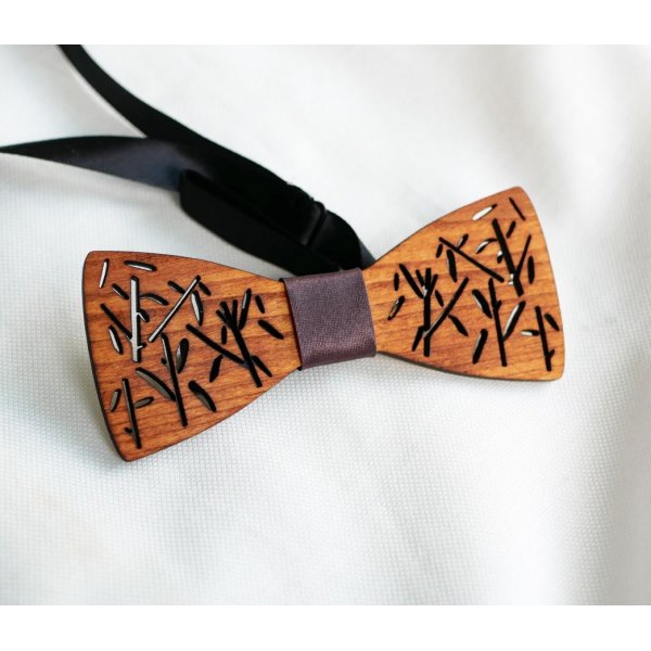 Frans houten strikje met bamboe versiering 