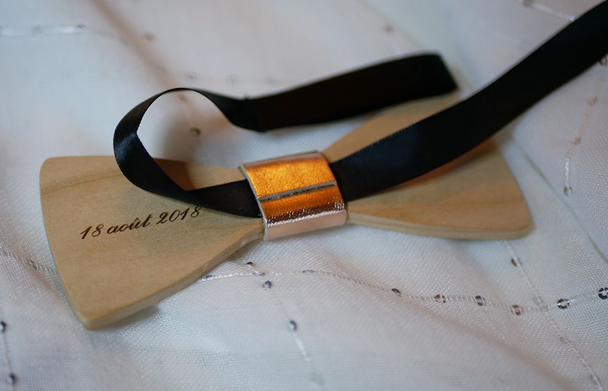 Houten strikje Beukenhout metallic lederen lint te personaliseren door gravure