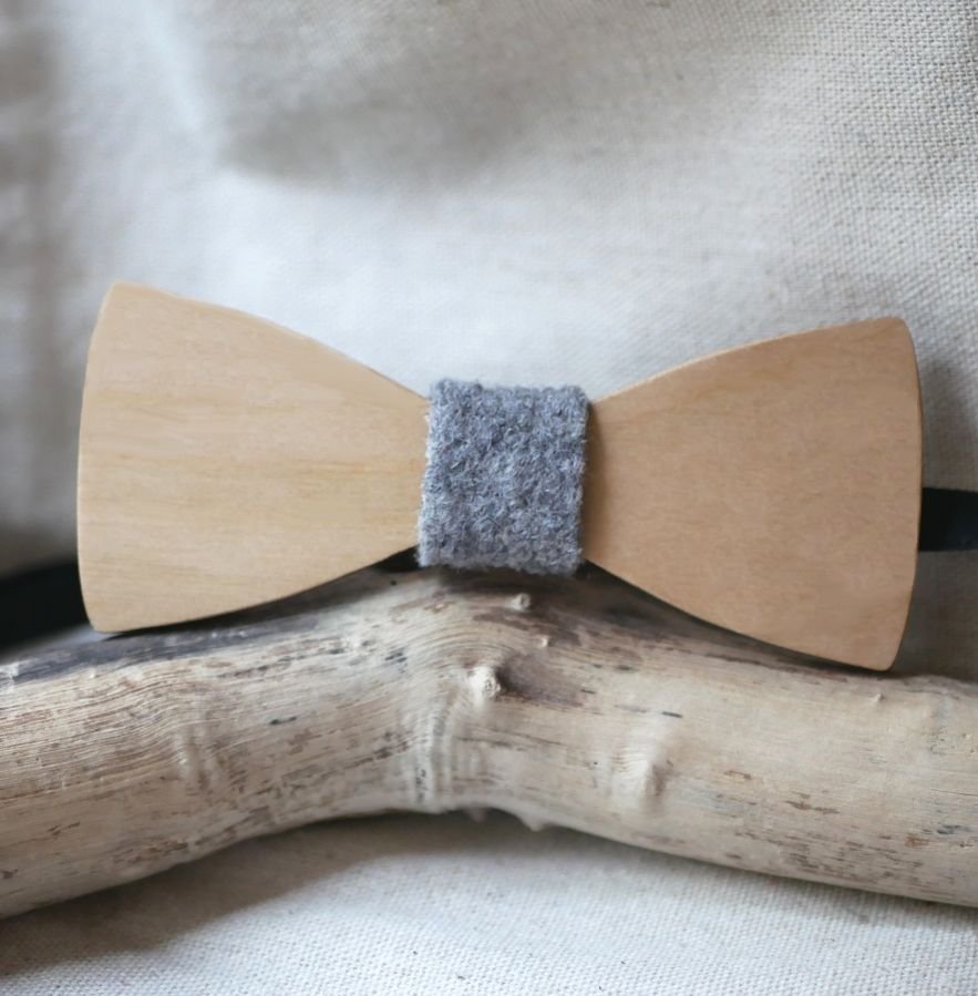 Hout en wol strikje om te personaliseren made in France