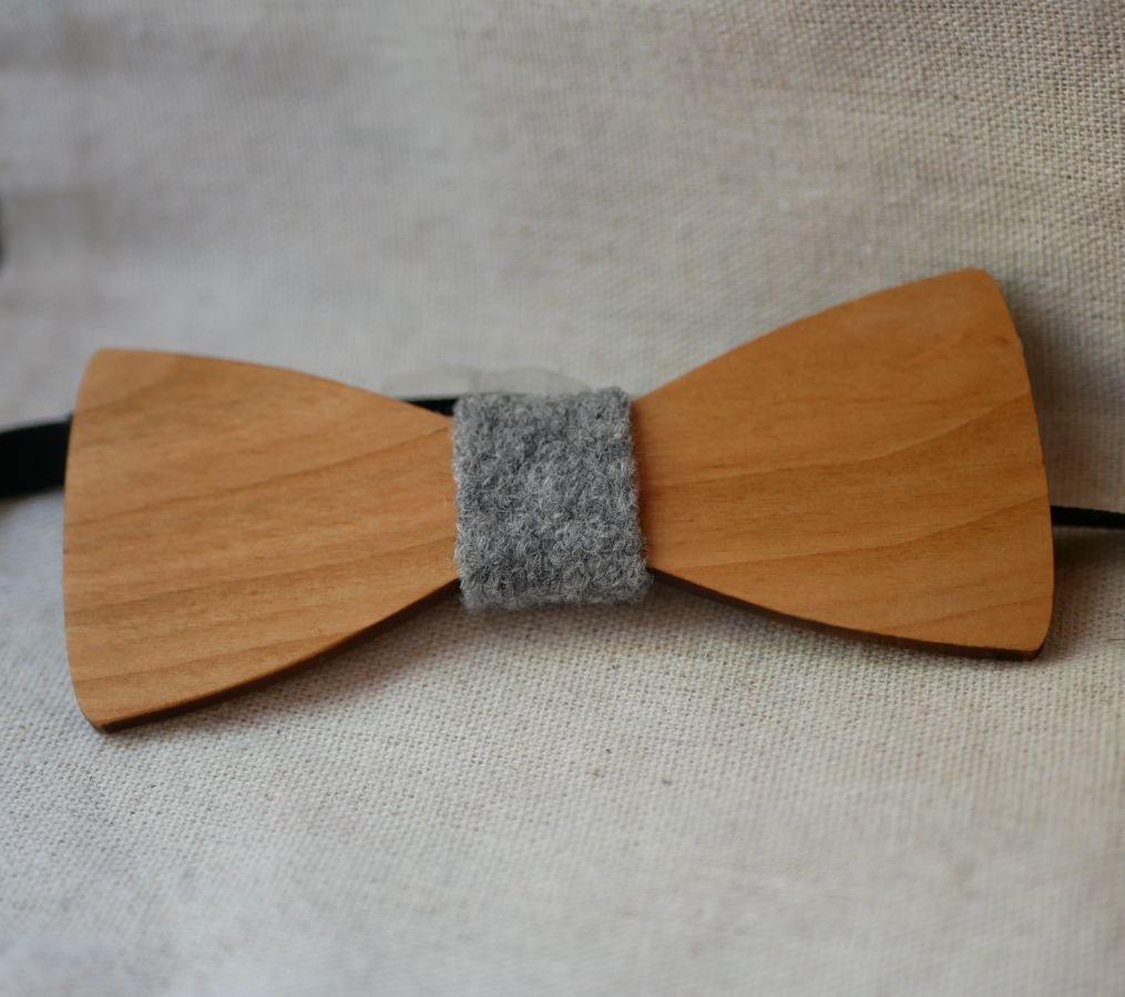 Hout en wol strikje om te personaliseren made in France
