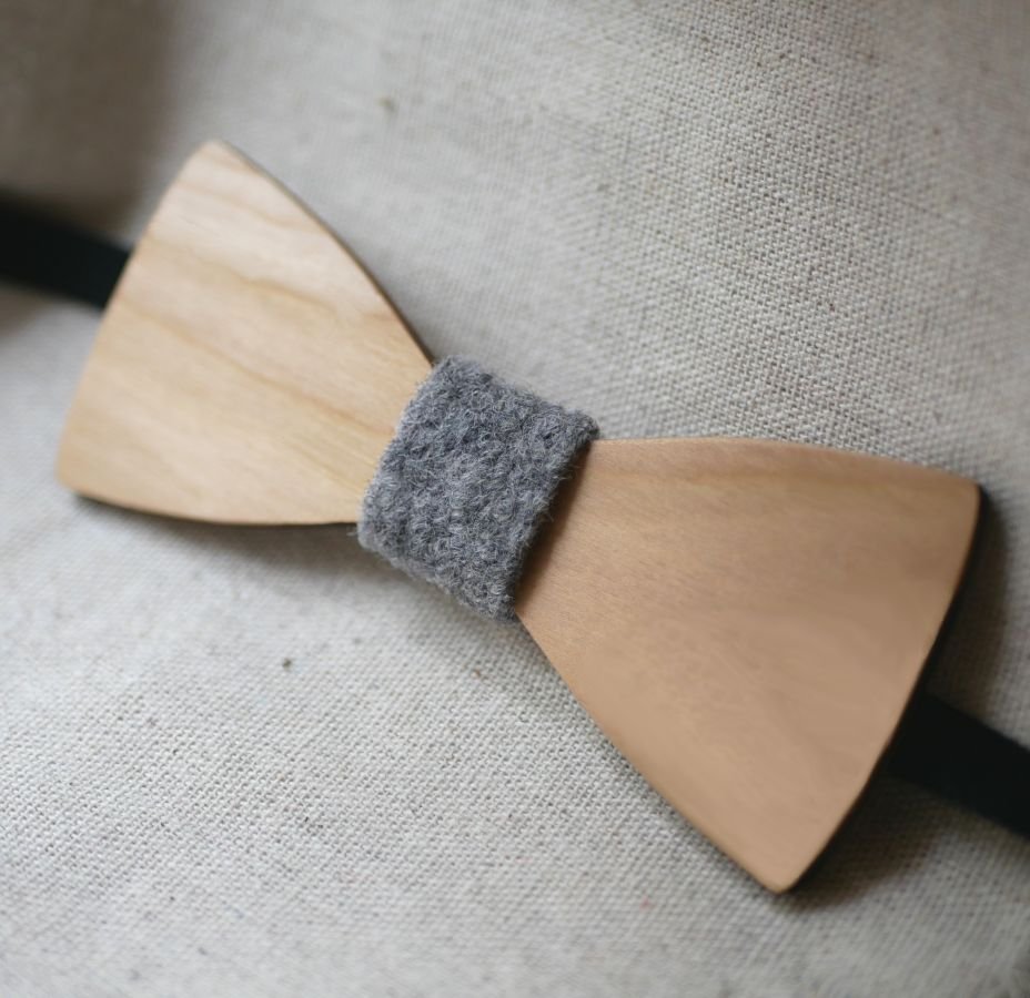 Hout en wol strikje om te personaliseren made in France