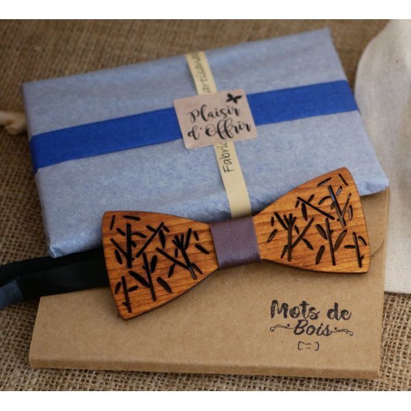 Hout en wol strikje om te personaliseren made in France