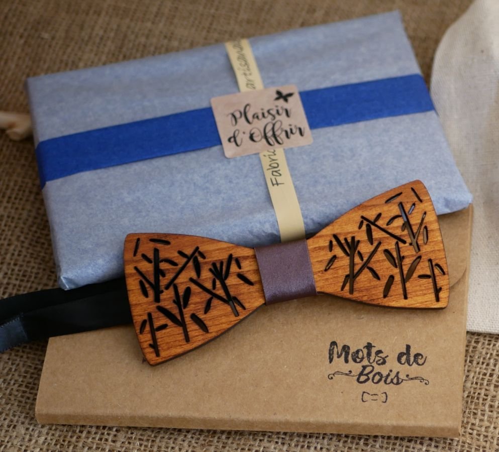 Hout en wol strikje om te personaliseren made in France