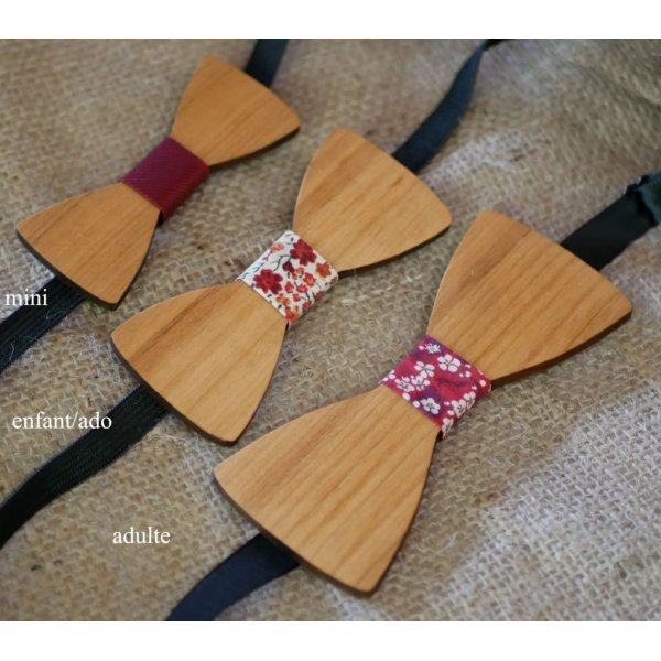 Houten strik kersenhout geolied met linnen te personaliseren gemaakt in Frankrijk