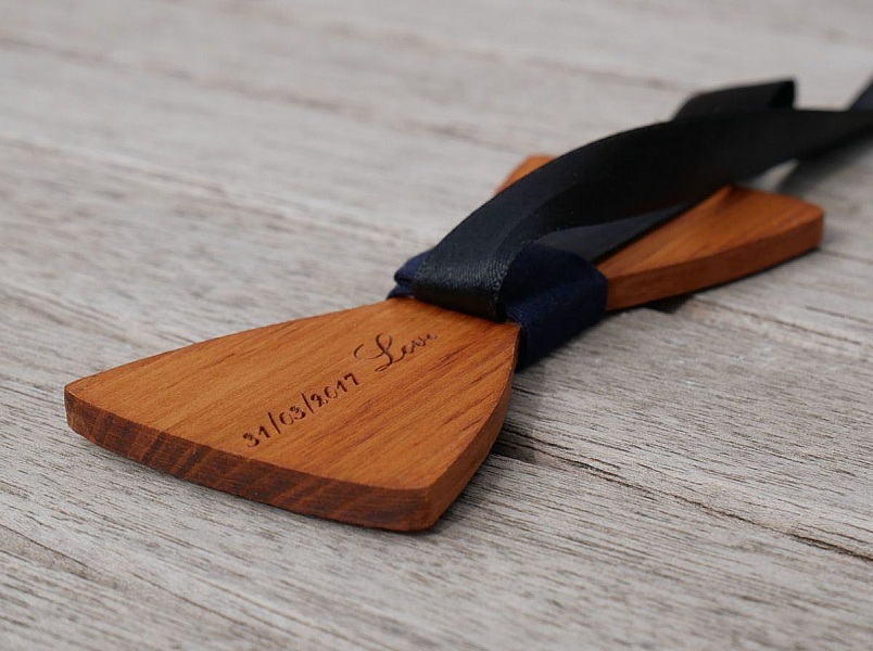 Houten strikje Beukenhout metallic lederen lint te personaliseren door gravure