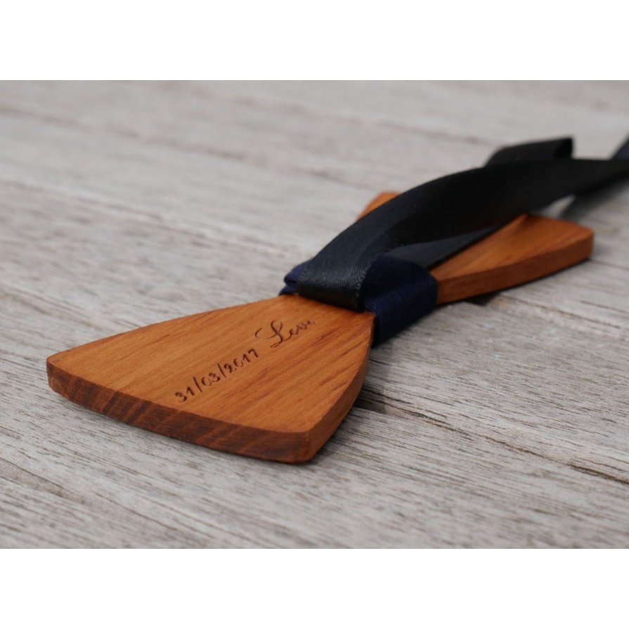 Houten strikje Beukenhout metallic lederen lint te personaliseren door gravure