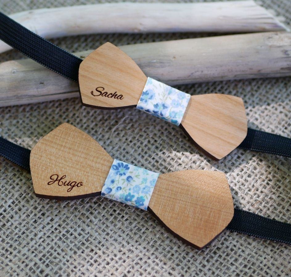 Houten vlinderdas Mini "le rablé" voor kinderen om te personaliseren