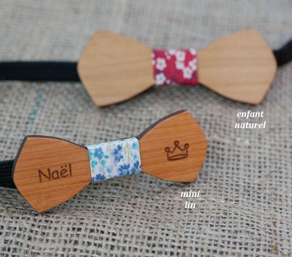 Houten vlinderdas Mini "le rablé" voor kinderen om te personaliseren