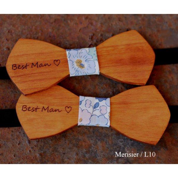 Frans houten strikje voor mannen "le rabl&eacute;" klein formaat en aanpasbaar