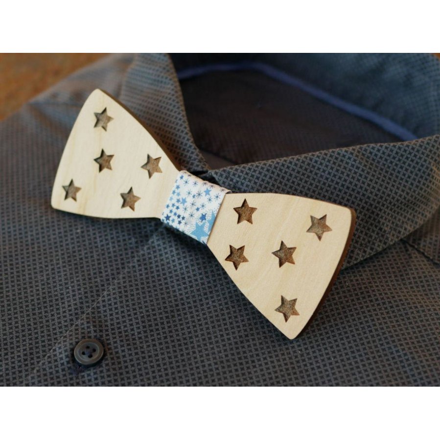 Houten strik met sterren om te personaliseren made in France