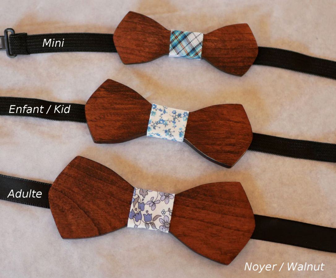Houten vlinderdas Mini "le rablé" voor kinderen om te personaliseren