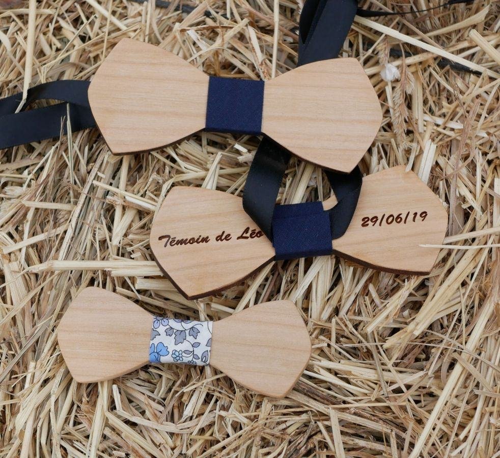 Houten vlinderdas Mini "le rablé" voor kinderen om te personaliseren