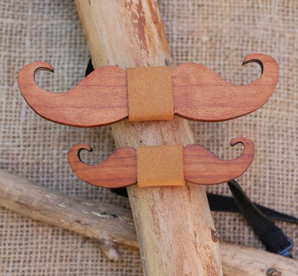 Mini Moustaches houten strikje om te personaliseren made in France