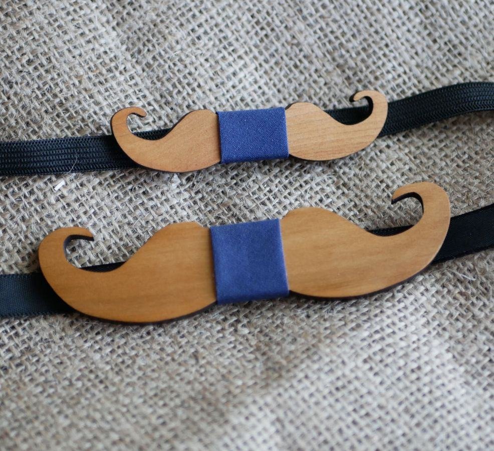 Mini Moustaches houten strikje om te personaliseren made in France