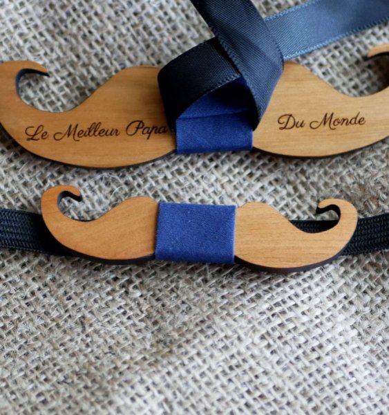 Mini Moustaches houten strikje om te personaliseren made in France