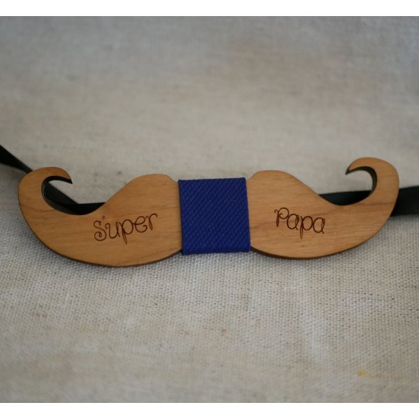 Getint houten Moustache strikje om te personaliseren made in France