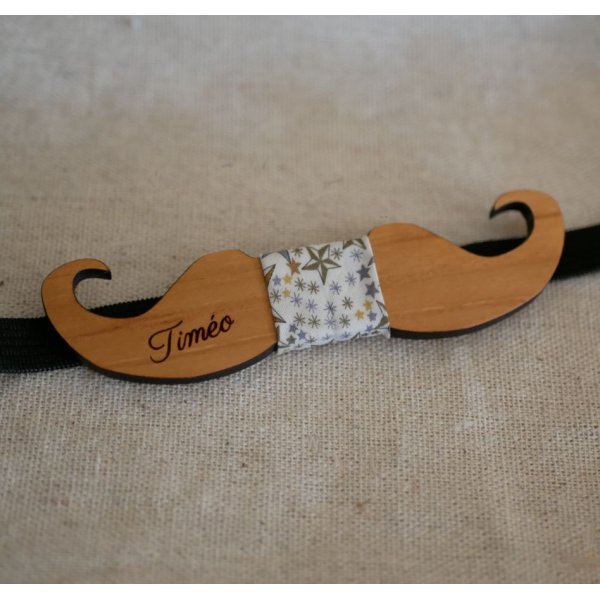 Getint houten Moustache strikje om te personaliseren made in France