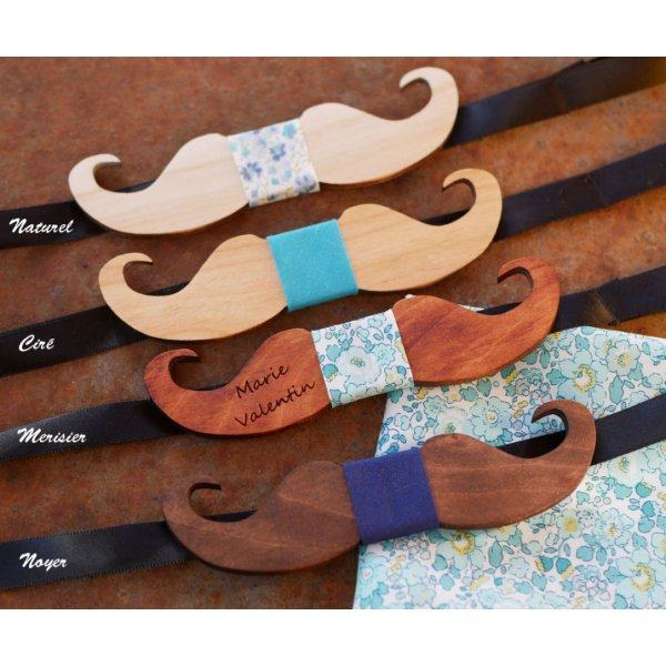 Getint houten Moustache strikje om te personaliseren made in France