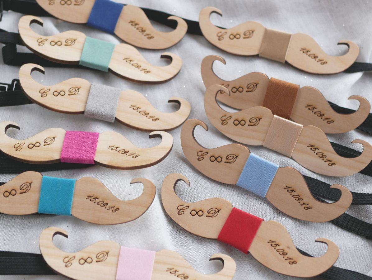 Kersenhout Moustache strik om te personaliseren made in France