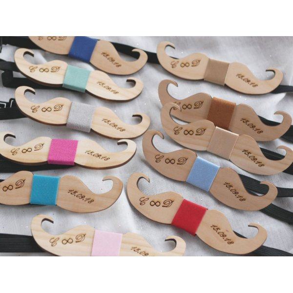 Kersenhout Moustache strik om te personaliseren made in France