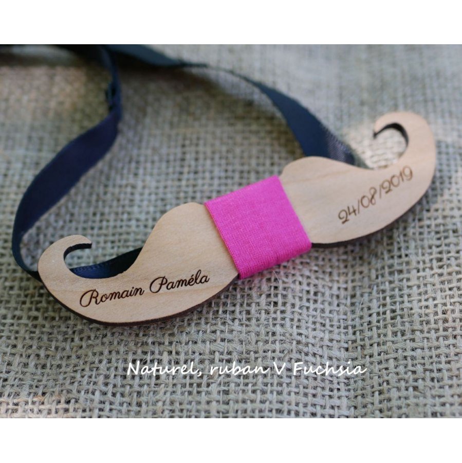 Kersenhout Moustache strik om te personaliseren made in France
