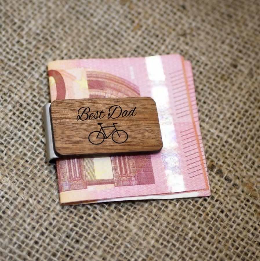 Gegraveerde houten geldclip om te personaliseren