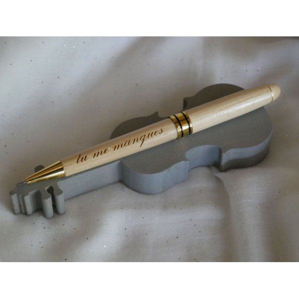 Houten pennendoosje met gegraveerde pen in een te personaliseren doosje 