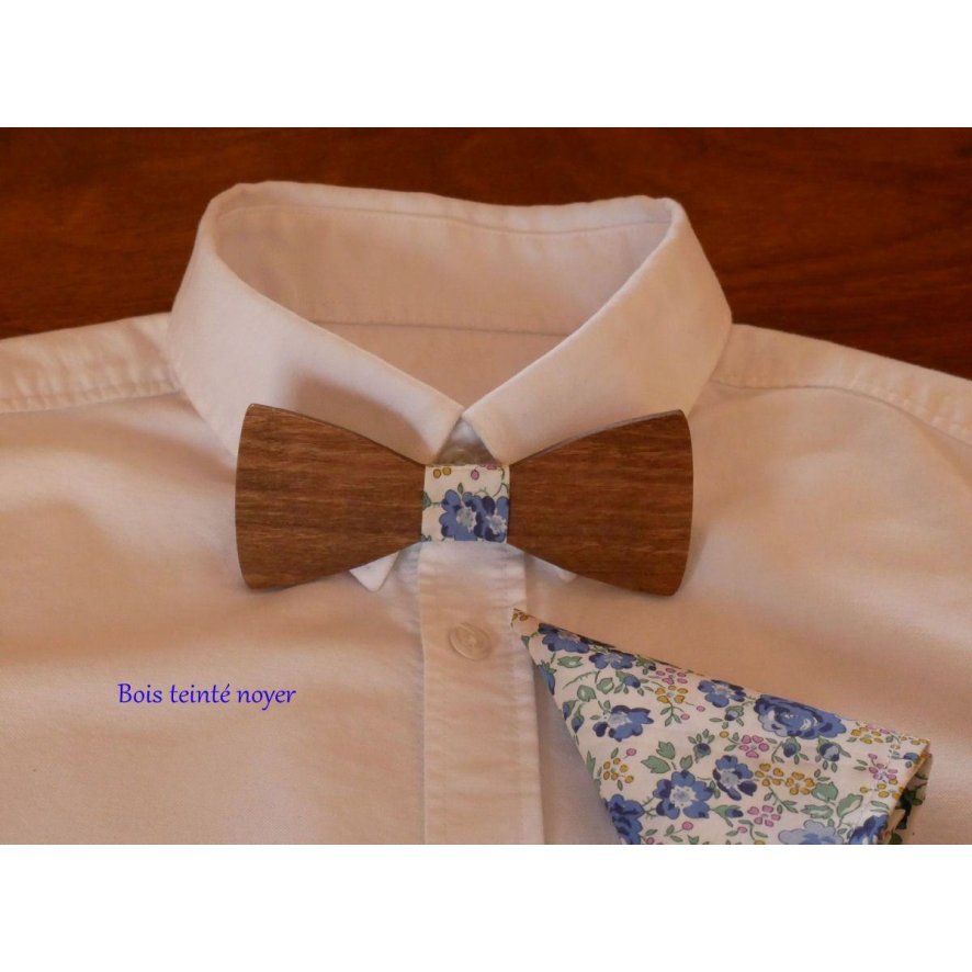 Liberty Blue zakje + scrunchie + houten strikje