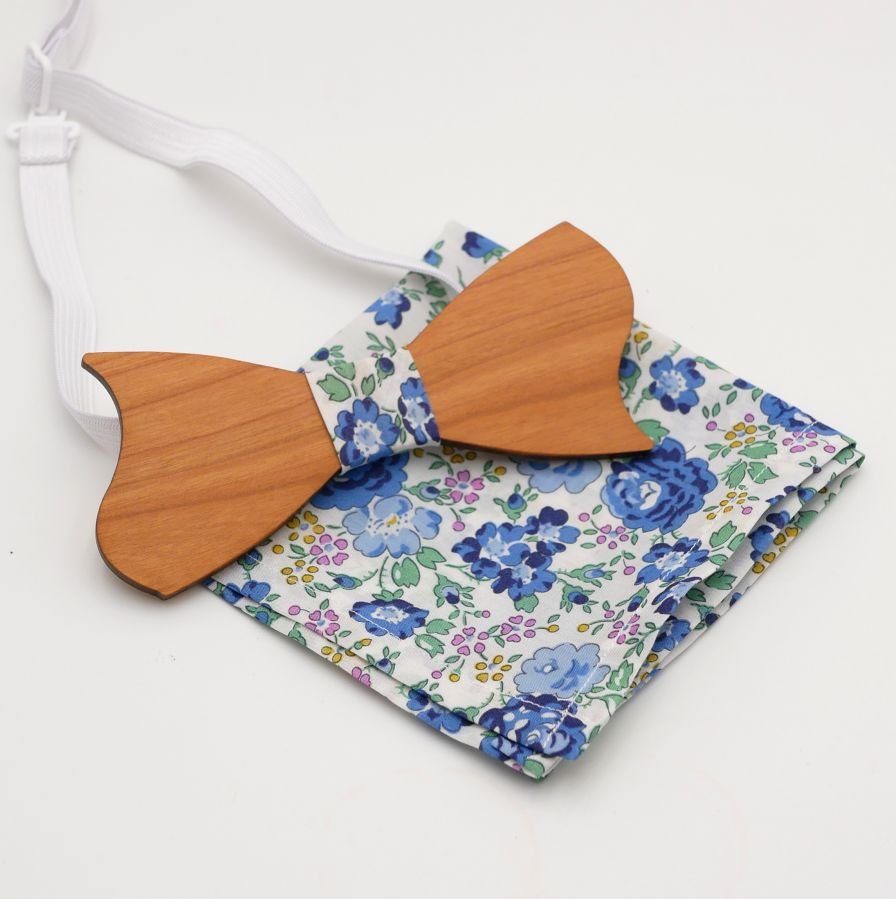 Liberty Blauw Houten Strik Etui