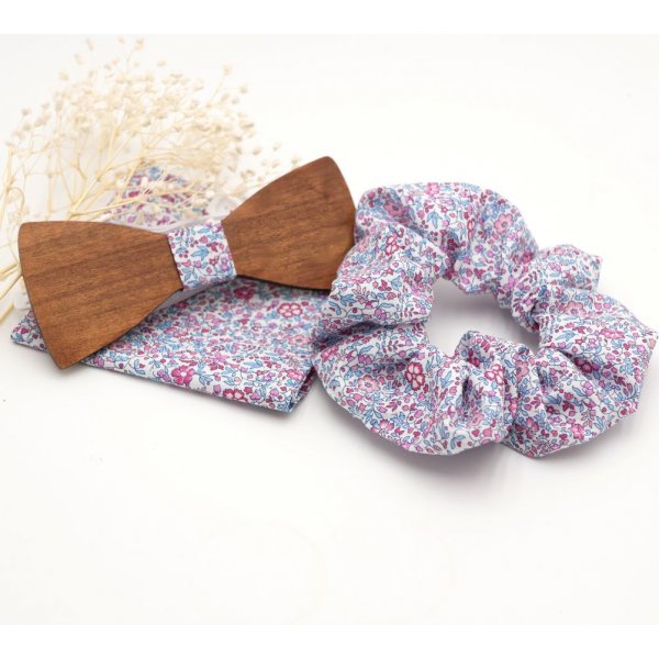 Liberty Katie tasje + scrunchie + houten strikje