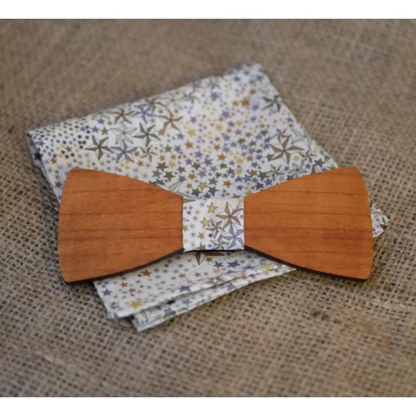 Personaliseerbare Liberty bruine sterren en houten strik etui