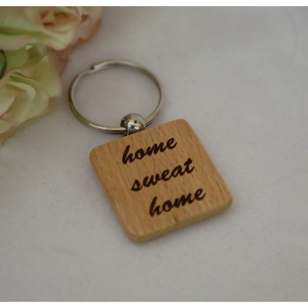 St Christophe vierkante houten sleutelhanger om te personaliseren door gravure