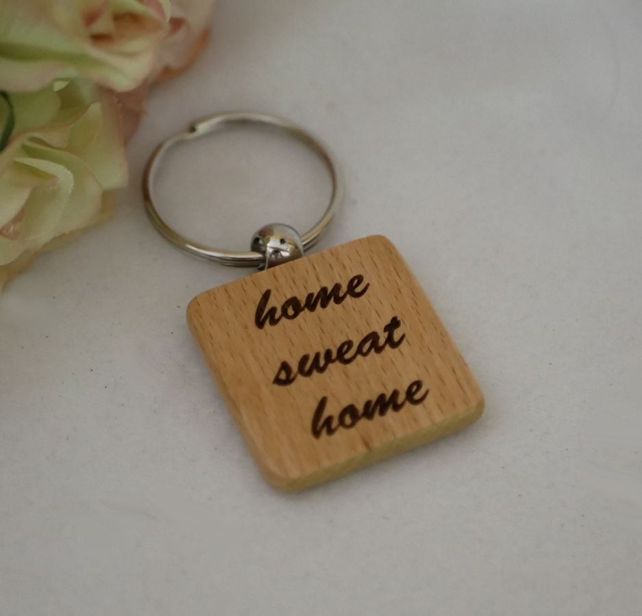 St Christophe vierkante houten sleutelhanger om te personaliseren door gravure