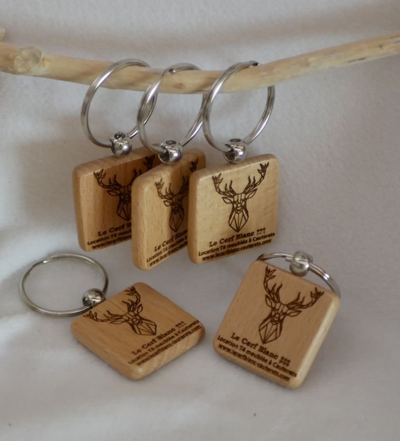 St Christophe vierkante houten sleutelhanger om te personaliseren door gravure