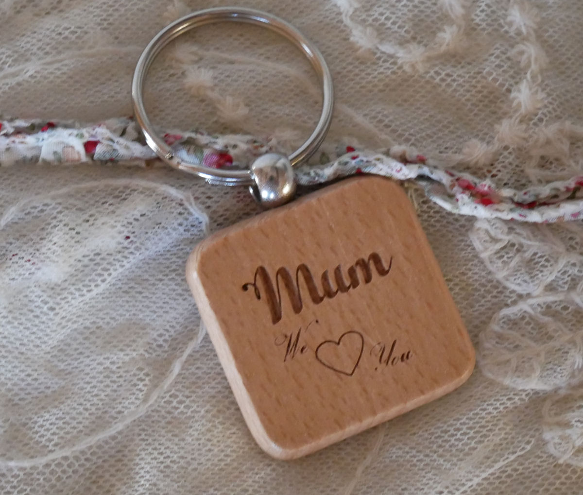 St Christophe vierkante houten sleutelhanger om te personaliseren door gravure