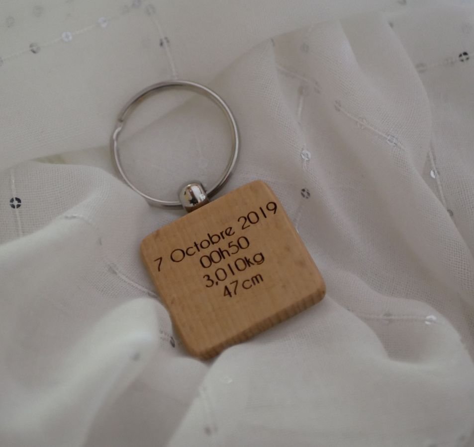 St Christophe vierkante houten sleutelhanger om te personaliseren door gravure