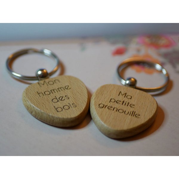Houten sleutelhanger Hart te personaliseren door gravure