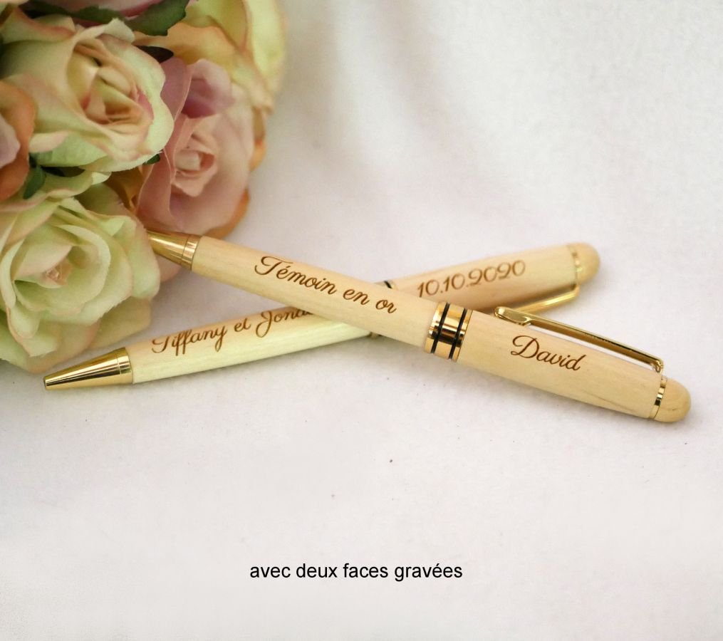 Gegraveerde licht houten pen om te personaliseren