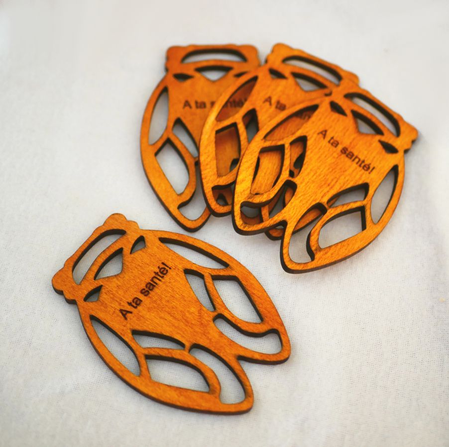 4 Houten Onderzetters Houten Krekels om te personaliseren