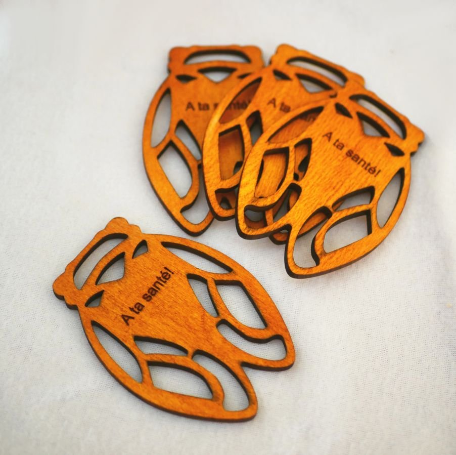 4 Houten Onderzetters Houten Krekels om te personaliseren