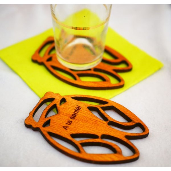 4 Houten Onderzetters Houten Krekels om te personaliseren