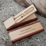 Houten pennendoosje met gegraveerde pen in een te personaliseren doosje 