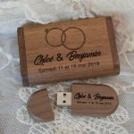 Walnoot hout 3.0 USB flash drive en case, 32 GB, aanpasbaar