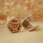 Manchetknopen cabochon fijn hout 20mm personaliseerbaar