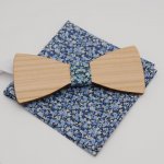 Liberty Pepper blauw tasje en houten strikje