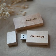 32 GB houten USB-sleutel, rechthoekig, te personaliseren door gravure