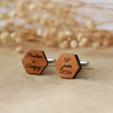 Zeshoekige houten manchetknopen om te personaliseren